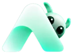 Around logo: a glowing A with a small mint creature peeking out